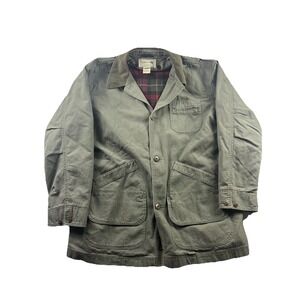Vtg LL BEAN Field Coat Barn Jacket Wool Plaid Liner Canvas Work Men's XXL Tall